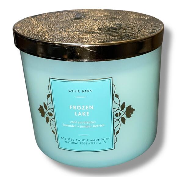 White Barn 3 Wick Scented Candle Bath & Body Works Frozen Lake Lavender 14.5 oz - Picture 3 of 10
